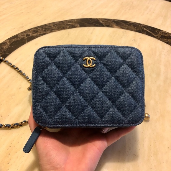 CHANEL Handbags - ✨SOLD✨New Auth Chanel 22C Denim Pearl Crush Camera Bag